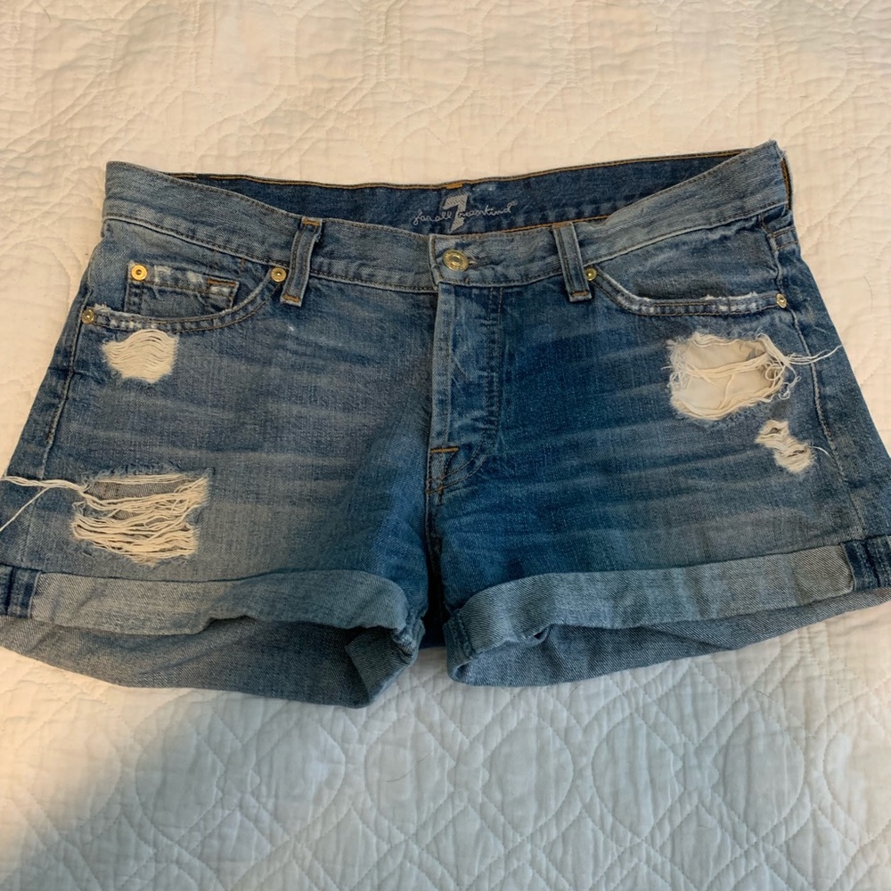 7 for all mankind size 27 distressed jean shorts